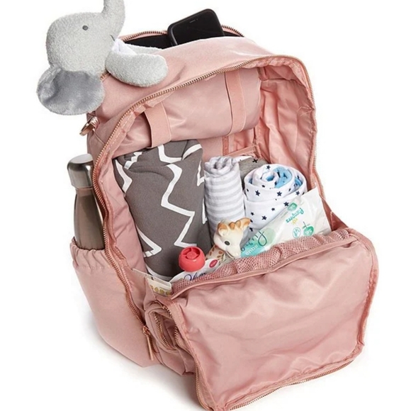 JuJuBe Large Zealous 3-Pocket Diaper Backpack - Pink Blush Chromatics - Picture 5 of 6